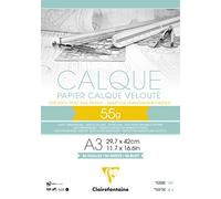 Clairefontaine - Ref 975081C - Tracing Paper Pad (50 Sheets) - A3 Sized, 50/55g, High Transparency, Smooth Surface, Acid Free, Printable - Suitable for Ink, Marker & Pencil