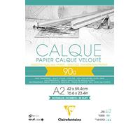 Clairefontaine - Ref 975094C - Tracing Paper Pad (50 Sheets) - A2 Sized, 90/95g, High Transparency, Smooth Surface, Acid Free, Printable - Suitable for Ink, Marker & Pencil