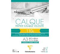 Clairefontaine - Ref 975107C - Tracing Paper Pad (40 Sheets) - A3 Sized, 110g, High Transparency, Smooth Surface, Acid Free, Printable - Suitable for Ink, Marker & Pencil