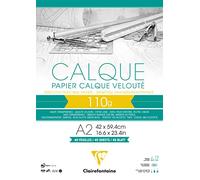 Clairefontaine - Ref 975108C - Tracing Paper Pad (40 Sheets) - A2 Sized, 110g, High Transparency, Smooth Surface, Acid Free, Printable - Suitable for Ink, Marker & Pencil