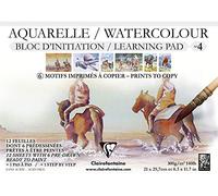 Clairefontaine - Ref 975148C - Initiation No4 Watercolour Glued Pad (12 Sheets) - A4 (210 x 297mm) in Size, 300gsm Etival Watercolour Paper - Suitabler for Learners