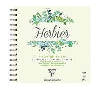 Clairefontaine - Ref 975178C - Graphic Arts Herbarium Wirebound Pad (32 Sheets) - 21 x 21cm in Size, 180gsm White Paper with 37gsm Mousseline Paper Dividers
