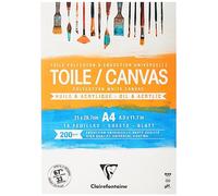 Clairefontaine - Ref 975207C - Ready to Paint Canvas Pad (10 Sheets) - A4 Sized, 200gsm Paper, Acid Free, pH Neutral - White - Suitable for Oil & Acrylic Paint