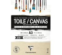 Clairefontaine - Ref 975211C - Ready to Paint Grained Canvas Pad (10 Sheets) - A3 Sized, 210gsm Paper, Acid Free, pH Neutral - Sandy - Suitable for Oil & Acrylic Paint