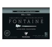 Clairefontaine - Ref 975300C - Fontaine Cold Pressed Black Watercolour Pad (20 Sheets) - 10 x 15cm Size, 300gsm Paper - Suitable for Watercolour Artwork