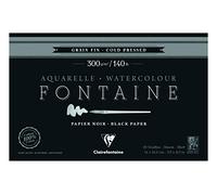 Clairefontaine - Ref 975301C - Fontaine Cold Pressed Black Watercolour Pad (20 Sheets) - 14 x 21.6cm Size, 300gsm Paper - Suitable for Watercolour Artwork