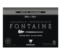 Clairefontaine - Ref 975303C - Fontaine Cold Pressed Black Watercolour Pad (15 Sheets) - 26 x 36cm Size, 300gsm Paper - Suitable for Watercolour Artwork