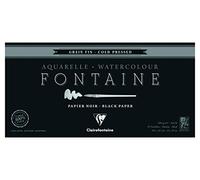 Clairefontaine - Ref 975304C - Fontaine Cold Pressed Black Watercolour Pad (15 Sheets) - 20 x 40cm Size, 300gsm Paper - Suitable for Watercolour Artwork