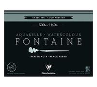 Clairefontaine - Ref 975305C - Fontaine Cold Pressed Black Watercolour Pad (15 Sheets) - 30 x 40cm Size, 300gsm Paper - Suitable for Watercolour Artwork