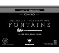 Clairefontaine - Ref 975306C - Fontaine Cold Pressed Black Watercolour Pad (15 Sheets) - 36 x 51cm Size, 300gsm Paper - Suitable for Watercolour Artwork