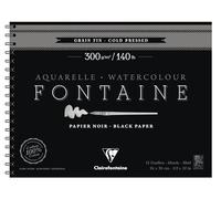 Clairefontaine - Ref 975311C - Fontaine Cold Pressed Black Watercolour Wirebound Pad (12 Sheets) - 24 x 30cm Size, 300gsm Paper - Suitable for Watercolour Artwork