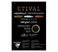 Clairefontaine - Ref 975318C - Etival Cold Pressed Black Watercolour Painting & Drawing Pad (15 Sheets of Paper) - A4 (29.7 x 21cm) - 300gsm Cellulose Art Paper