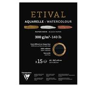 Clairefontaine - Ref 975319C - Etival Cold Pressed Black Watercolour Painting & Drawing Pad (15 Sheets of Paper) - A3 (42 x 29.7cm) - 300gsm Cellulose Art Paper