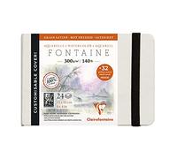 Clairefontaine - Ref 975440C - Fontaine Hot Pressed Sewn Watercolour Book (24 Sheets) - 10 x 15cm Size, 300gsm Paper - Suitable for Watercolour Artwork, Black