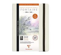 Clairefontaine - Ref 975442C - Fontaine Hot Pressed Sewn Watercolour Book (24 Sheets) - 21 x 16cm Size, 300gsm Paper - Suitable for Watercolour Artwork, Black