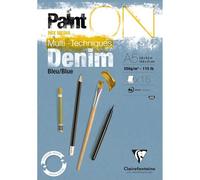 Clairefontaine - Ref 975700C - Paint'ON Multi-Technique Denim Blue Paper Pad (15 Sheets) - A5 Size, 250gsm Heavyweight Paper, Slight Rough Grain, Acid Free, pH Neutral