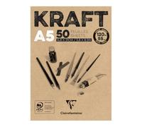 Clairefontaine - Ref 975814C - Kraft Paper Pad (50 Sheets) - A5 (210 x 148mm) Size, 120gsm Paper, Acid Free, pH Neutral - Suitable for Painting & Drawing - Brown