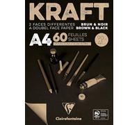 Clairefontaine - Ref 975818C - Kraft Black and Brown Paper Pad (60 Sheets) - A4 (210 x 297mm), 90gsm, Acid Free, pH Neutral, One Side Brown & One Side Black