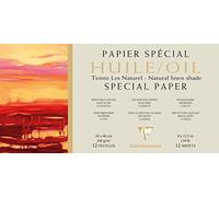 Clairefontaine - Ref 975822C - Oil Painting Glued Pad (12 Sheets) - 20 x 40cm Sized, 240gsm Natural Linen Shade Paper, Acid Free, pH Neutral - Suitable for Oil Painting