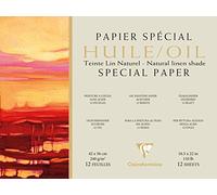 Clairefontaine - Ref 975826C - Oil Painting Glued Pad (12 Sheets) - 42 x 56cm Sized, 240gsm Natural Linen Shade Paper, Acid Free, pH Neutral - Suitable for Oil Painting