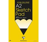 Clairefontaine - Ref GGSPA2Z - Goldline Sketch Glued Pad (60 Sheets) - A2 Size, 95gsm Drawing Paper, Acid Free - Suitable for Sketching with Pencil, Pen, Charcoal & Pastels