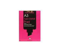 Clairefontaine - Ref GPD1A3Z - Goldline Typo-Detail Pad (50 Sheets) - A3 (297 x 420mm) in Size, 53gsm Transparent Bleedproof White Paper - Suitable for Layout & Overlay Work