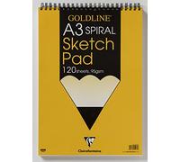 Clairefontaine - Ref GSSPA3Z - Goldline Sketch Glued Pad (120 Sheets) - A3 Size, 95gsm Drawing Paper, Acid Free - Suitable for Sketching with Pencil, Pen, Charcoal & Pastels