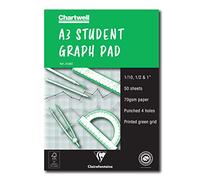 Clairefontaine - Ref J103BZ - Chartwell Graph Pad (Contains 30 Sheets) - A3 (420 x 297mm) Sized, 1/10, 1/2 & 1 Inch Square Rulings, 70gsm Punched Paper, FSC-Certified
