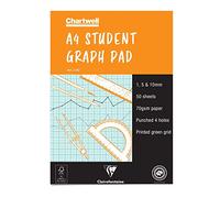 Clairefontaine - Ref J14BZ - Chartwell Graph Pad (Contains 50 Sheets) - A4 (210 x 297mm) Sized, 1, 5 & 10mm Square Rulings, 70gsm Punched Paper, FSC-Certified