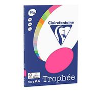 Clairefontaine Trophee Copying Paper (A4, 80g/m², 100 Sheets) A4, 21 x 29.7 cm Fluorescent Pink