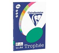 Clairefontaine Trophee Copying Paper (A4, 80g/m², 100 Sheets) A4, 21 x 29.7 cm Vert pin