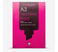 Clairefontaine - Ref GPD1A3Z - Goldline Typo-Detail Pad (50 Sheets) - A3 (297 x 420mm) in Size, 53gsm Transparent Bleedproof White Paper - Suitable for Layout & Overlay Work