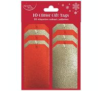 Clairefontaine X-25623-GTC - A set of 10 glitter gift tags, Red & gold
