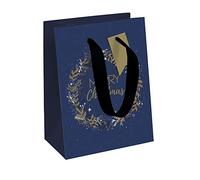 Clairefontaine X-29133-3C - An Excellia Gift Bag - Medium Size - 21.5x10.2x25.3cm - 210g - Pattern: Christmas Wreath, Merry Christmas - Gift Wrapping, Ideal for: Books, Games, Small Gifts