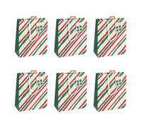 Clairefontaine X-30882-3Cpack Set of 6 Excellia Gift Bags Medium Size 21.5 x 10.5 x 25.5 cm 210 g Red and Green Stripes Design Gift Packaging Ideal for: Books, Games or Small Gifts