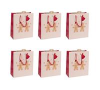 Clairefontaine X-30900-3Cpack Pack of 6 Kraft- Gift Bags Medium Size 21.5 x 10.5 x 25.5 cm 210 g Gingerbread Motif White on Kraft- Ideal for: Books, Games or Small Gifts