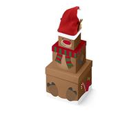 Clairefontaine X-31085-BXC - A Set Of 3 Stackable Square Cardboard Boxes - Pattern Box For Kids - Pattern: Reindeer - Best For: Storage, Decoration, Gift Sets