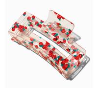 Claire's Clear Strawberry Large Rectangular Hair Claw