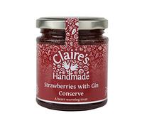 Claire's Handmade - Strawberries with Gin Conserve (227g) Traditionally Made Heart-warming Breakfast Treat, Suitable for Vegetarian, Vegan & Gluten Free Diets, GMO Free