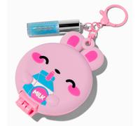 Claire's Pink Bunny Milk Pop-Up Hair Brush & Lip Gloss Keyring