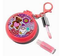 Claire's Pink Sticker Club Hair Brush & Lip Gloss Keyring