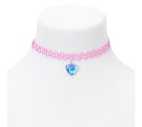 Claire's Pink Tie Dye Heart Tattoo Choker Necklace