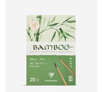Clairefontaine 975918C - Pad Glued 1 Side Bamboo - 20 Sheets 100% Natural White Watercolor Bamboo Paper 100% Vegan - Finely Marked Grain Professional Quality A5 14.8x21 cm 250g