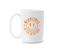 Clairmont & Co Coffee Cup Mug For Your Favorite Morning Brew, 15 Ounce Ceramic, Gratitude Is My Attitude