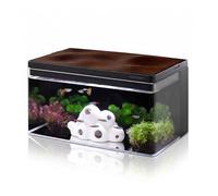 Clairnara Harmony Deluxe 8 Gallon All-in-One Aquarium Kit, Award-Winning Fish Tank with Lid, Integrated Filtration, LED Light, Low-Iron Glass, Black Tank with Cherry Grain Top