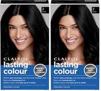 Clairol Lasting Colour Permanent Hair Dye | Ideal Grey Coverage | Shiny and Moisturised Hair | 2 Black (Pack of 2)