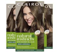 Clairol Natural Instincts Demi-Permanent Hair Dye 6 Light Brown Hair Color Pack of 3