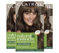 Clairol Natural Instincts Demi-Permanent Hair Dye 6A Light Cool Brown Hair Color Pack of 3