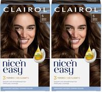 Clairol Nice'n Easy Crème, Natural Looking Oil Infused Permanent Hair Dye, 5 Medium Brown (Pack of 2)