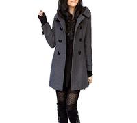 ClairSue Womens Ladies Hooded Trench Coat Outwear Warm Cotton Peacoat Jacket Overcoat